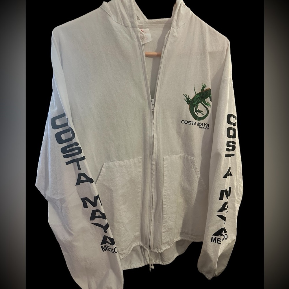 VTG 90’s Costa Maya Mexico Iguana Full Zip Light Weight Jacket Size Large - Picture 1 of 8